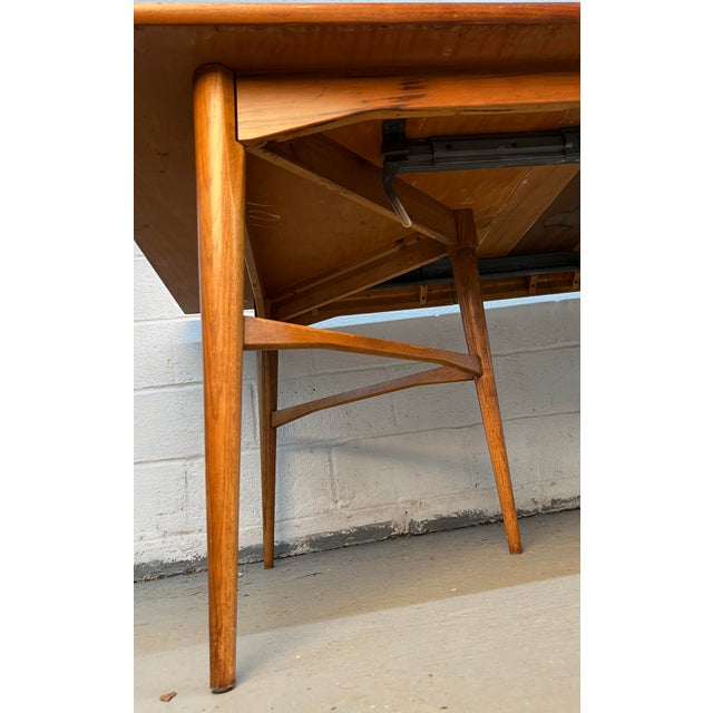 Wood Mid 20th Century Tapered Walnut Expanding Leaf Table For Sale - Image 7 of 13
