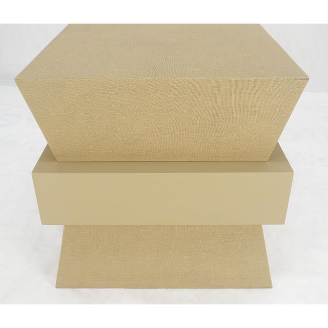 Ernest C. Masi Linen Wrapped Ernest C. Masi "Sheaf of Wheet" Shape One Drawer End Table For Sale - Image 4 of 12