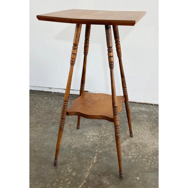 Early 20th Century Antique Turned Wood Two Tier Table or Plant Stand For Sale - Image 5 of 9
