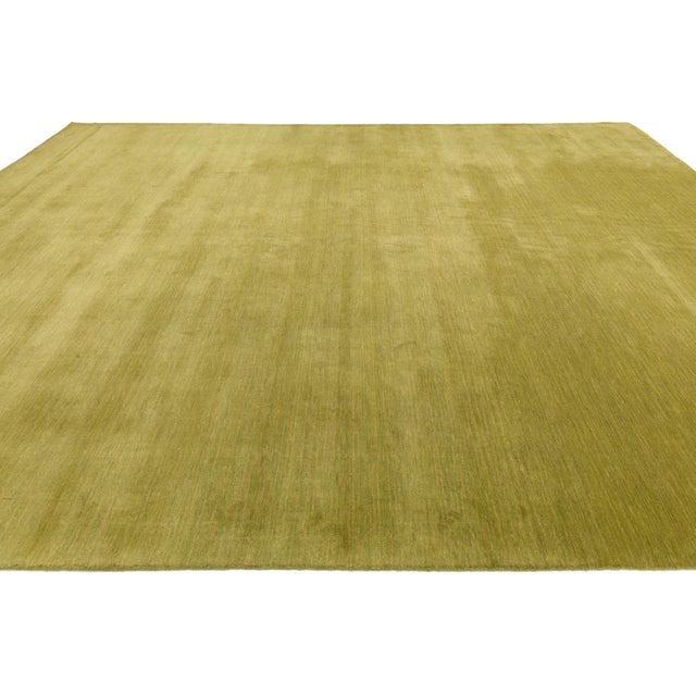 Modern Apadana's Modern Gabbeh Hand-Loom Wool Area Rug in Antique Gold. For Sale - Image 3 of 7