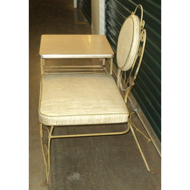 Antique Vintage Telephone Gossip Metal Ornate Bench For Sale - Image 4 of 7