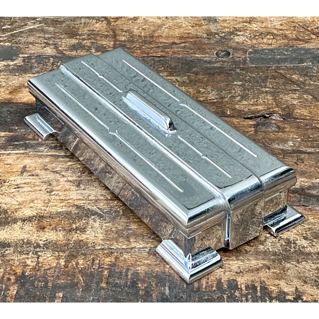 Vintage Deco Metal Lidded Box For Sale - Image 9 of 12