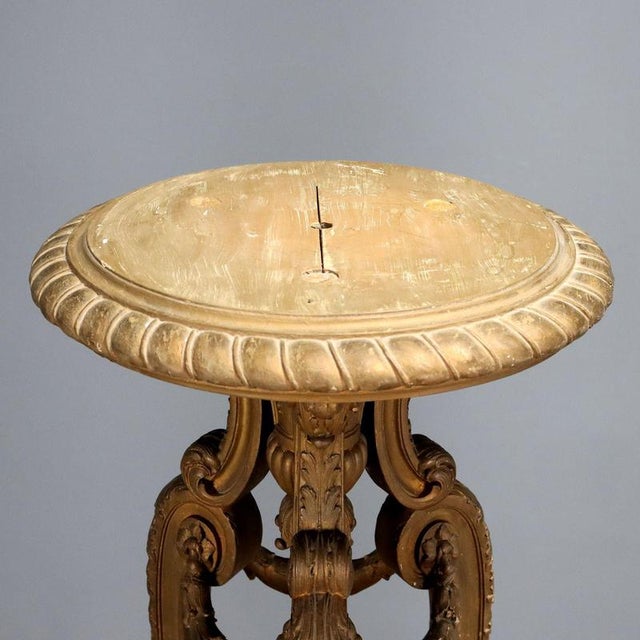 Large Tripod Plant Stand in Carved and Gilded Wood For Sale - Image 3 of 13