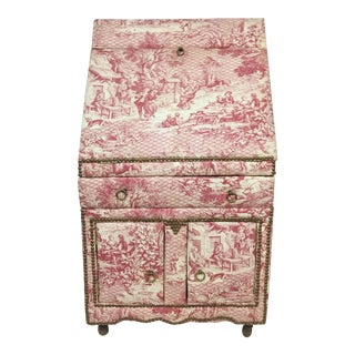 French Country Toile Linen Secretary For Sale