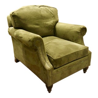 Ralph Lauren Home Olive Green Microsuede Club Chair For Sale