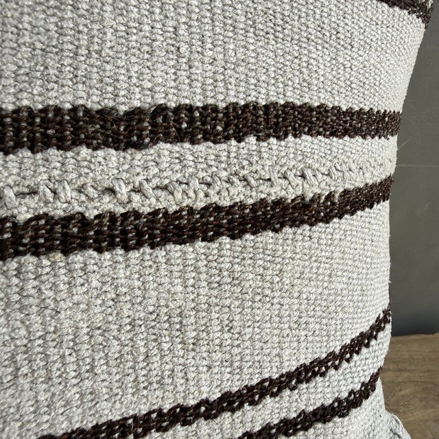 Vintage Rug Pillow Cover With Stripes For Sale - Image 4 of 7