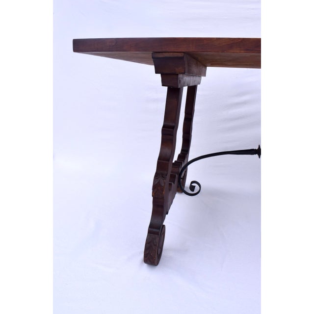 Spanish Colonial Dining Table, Hand-Carved Oak & Iron, Early 20th C. For Sale - Image 16 of 18