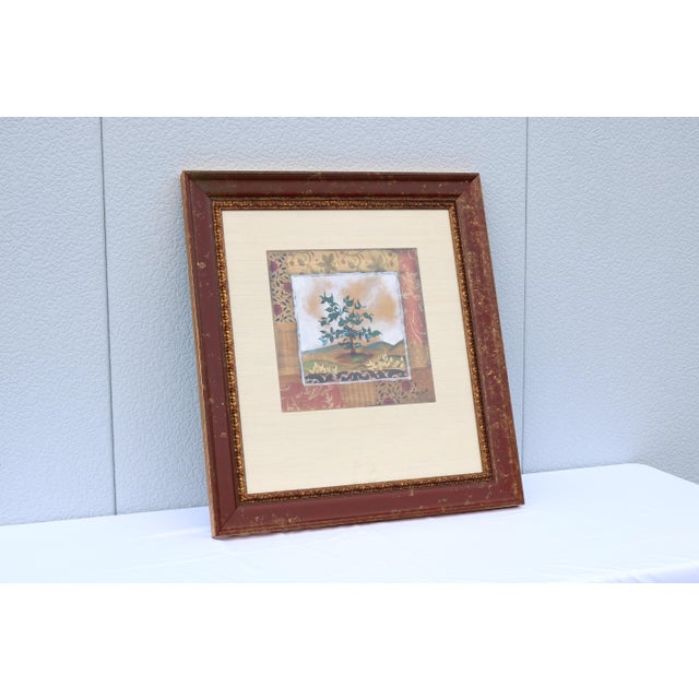 Brown Contemporary Douglas Little Trees Landscape Mixed-Media & Collage Framed Artwork For Sale - Image 8 of 18