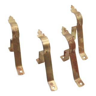 Set of Vintage Brass Plated Steel Curtain Rod Brackets For Sale