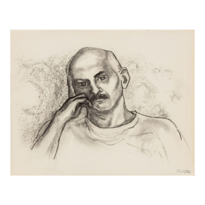 Manfred Schwartz Portrait of Man Charcoal on Paper