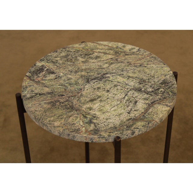 Modern Brass Base Round Marble Top Pedestal or Plant Stand For Sale - Image 4 of 13