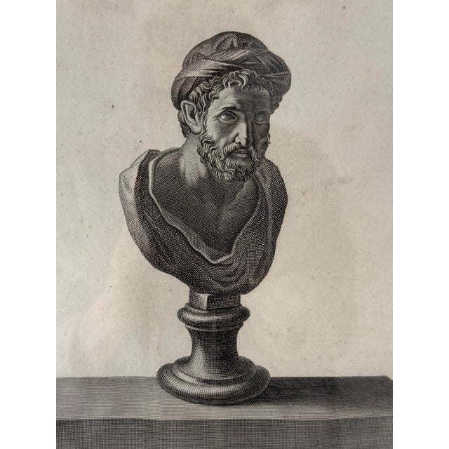 Pair of 18th Century Italian Bust Engravings (Antique Etchings) - Neoclassical Grand Tour Copperplate Prints by Casanova & Campana, Framed For Sale In Houston - Image 6 of 11