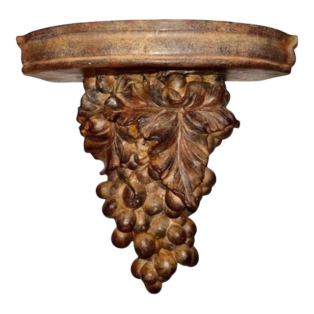 Vintage Mediterranean Vine Grape Wall Display Shelf / Sconce For Sale