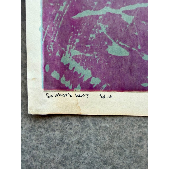 1960s 60s Mid Century Modern Relief Print "So What's New?" Signed Alie Patt Ed. 4 For Sale - Image 5 of 11