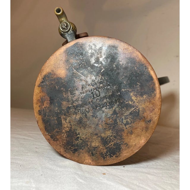 Antique 1907 Jos Henrichs Ny Copper Brass Wood Coffee Tea Dispenser Samovar Pot For Sale - Image 12 of 17