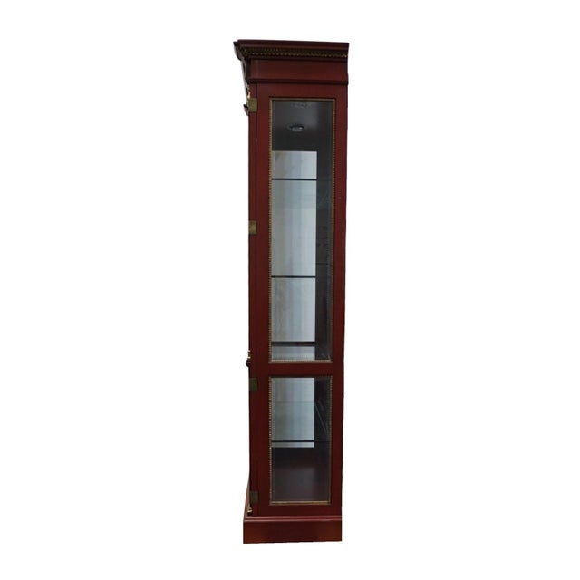 Wood John Widdicomb Co. Rust Red Asian Inspired Traditional 42" Lighted Display Curio Cabinet For Sale - Image 7 of 10