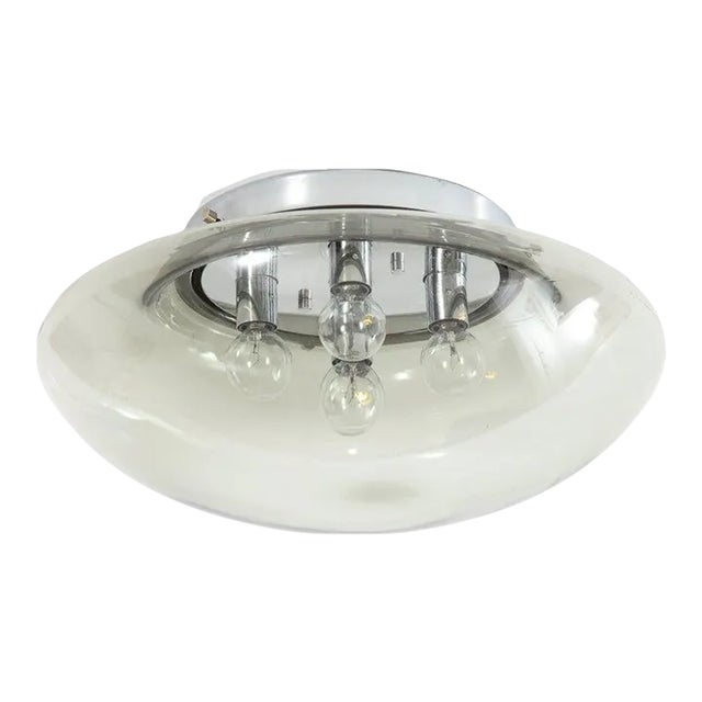 1970's Space Age Smoked Gray Flush Mount / Sconce For Sale