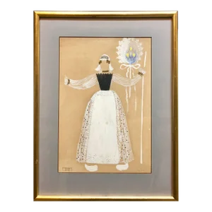 Marcel Vertès, Original Art Deco Theatre Costume Illustration Katinka Gouache Painting, Drawing