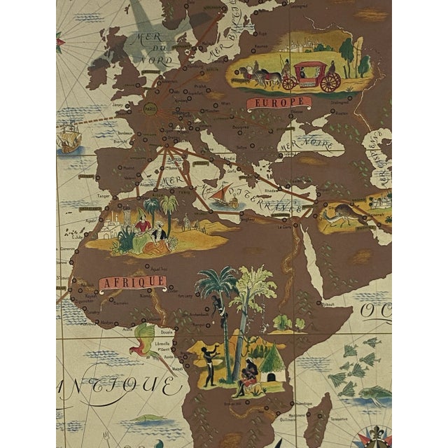 1939 Lucien Boucher, Air France 'Nova Et Vetera' Poster Map, Paris France For Sale - Image 6 of 13
