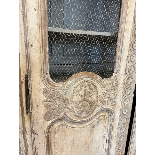 Antique French Provincial Painted Armoire With Wire Doors For Sale - Image 13 of 13