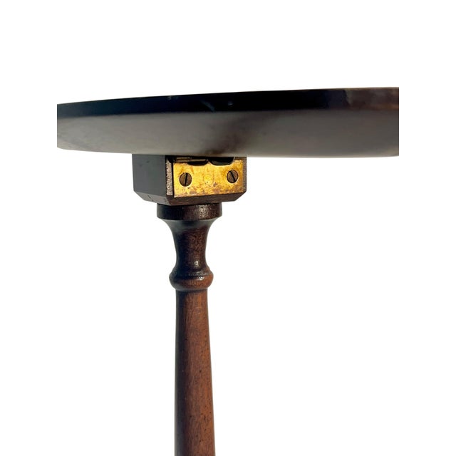 Vintage English Georgian Style Banded Mahogany Tilt Top Candlestick Table For Sale - Image 12 of 15