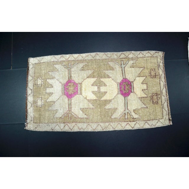 1960s Handmade wool and cotton rug in Turkish Anatolian Small Rug, Vintage Doormat Rug, Turkish Vintage Decorative Rug,...