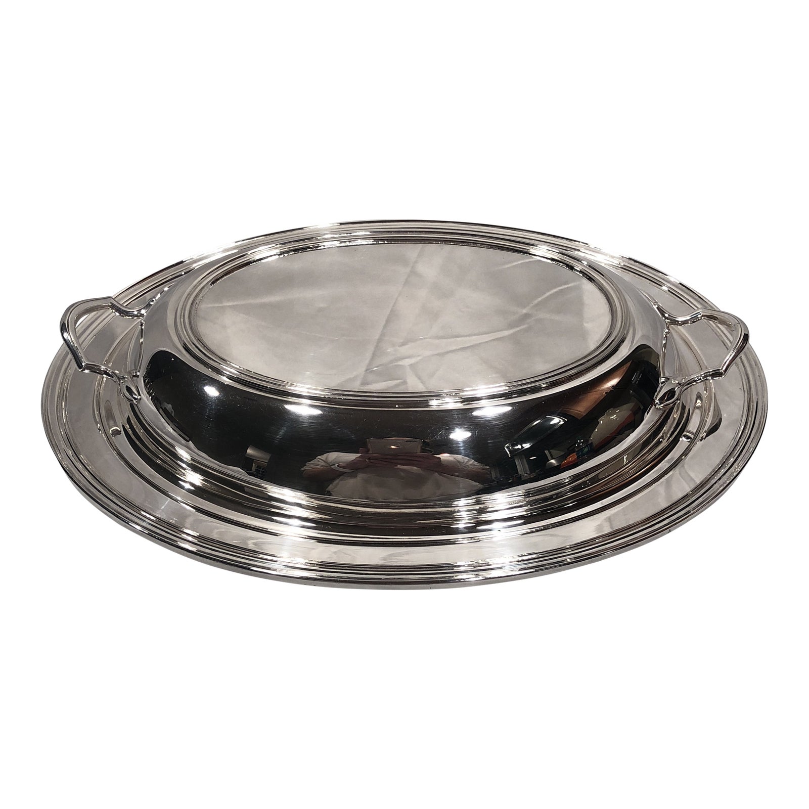 Vintage Crescent Silver Mfg. Co. Oval Covered Serving Dish With Handled Lid Chairish