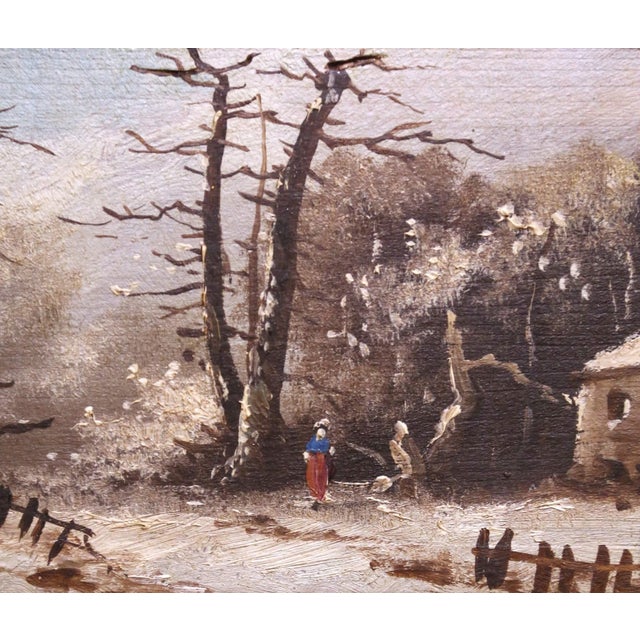 Pair of 19th Century French Barbizon Pendants Landscape Paintings in Gilt Frames For Sale - Image 12 of 14