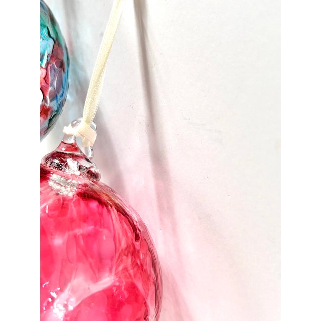 1990s Hand Blown Glass Christmas Ornaments - A Set of 2 For Sale - Image 5 of 5