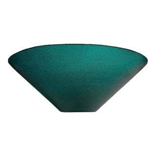 Mid 20th Century Deep Teal Textured Hand-Blown Glass Bowl For Sale