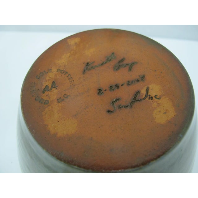 Kenneth George Cole Pottery Sanford Nc Organic Earthy Green & Blue Bowl For Sale - Image 9 of 9