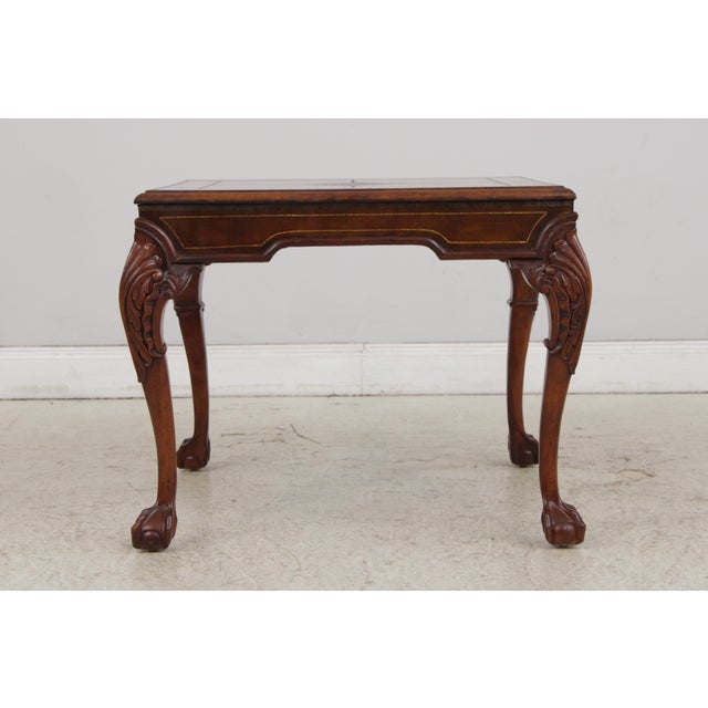 Pair Chippendale Tooled Leather Mahogany Lamp Tables For Sale In Philadelphia - Image 6 of 14