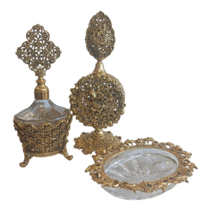 1960s Stylebuilt n.y. 24k Gold-Plated Vanity Suite - 3 Pieces