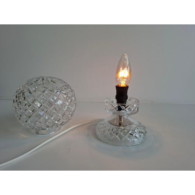 Gold Mid-Century Modern Bohemian Czech Cut Crystal Table Lamp, 1970 For Sale - Image 8 of 14