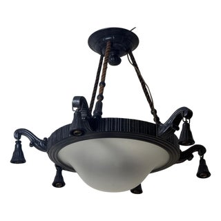 Art Deco Frosted Milk Glass Chandelier, Germany, 1930s For Sale