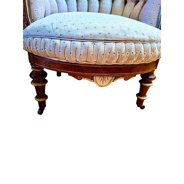 Late 19th Century Antique “His” & “Hers” American Neo-Grec Upholstered Chair Set For Sale - Image 5 of 15