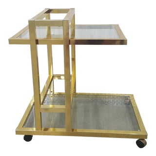 Vintage Brass Bar Cart. For Sale