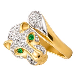 18k Panther Ring, Size 6.5 For Sale