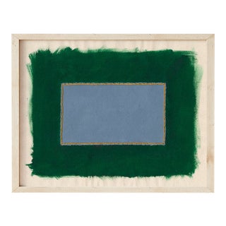 Dark Green and Blue Minimalist Art Print, Emily Keating Snyder, 16 X 20 Print in Wood Frame For Sale
