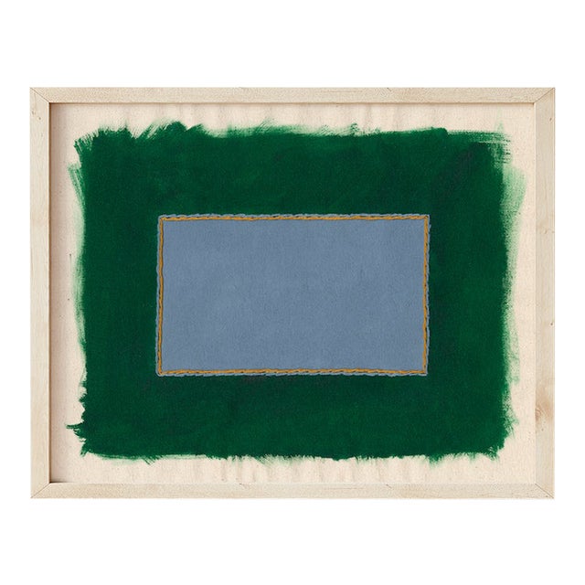 Dark Green and Blue Minimalist Art Print, Emily Keating Snyder, 16 X 20 Print in Wood Frame For Sale
