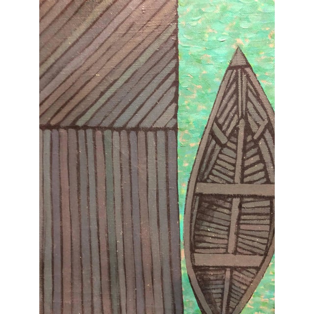 Judith Shahn, Modernist Oil Painting Abstract Dock with Boat Judith Shahn For Sale - Image 4 of 6