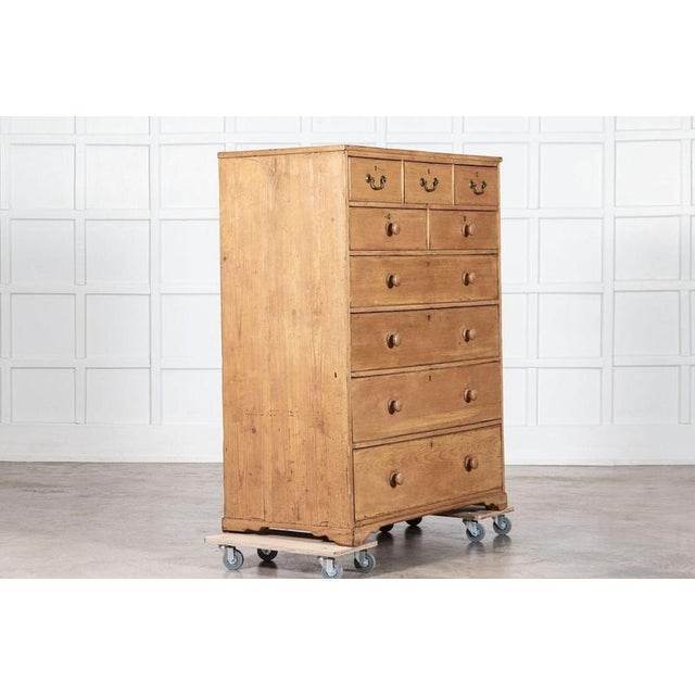 Circa 1880 Large 19thC English Pine Chest Drawers sku 1860 W110 x D57 x H140 cm Weight 95 kg