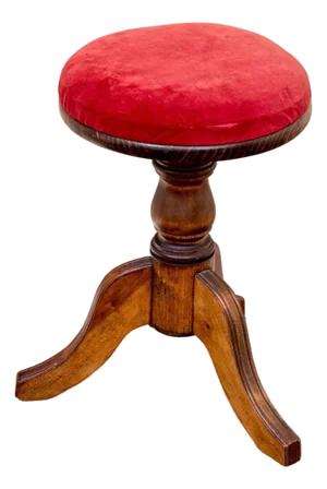 Antique Upholstered Adjustable Piano Stool