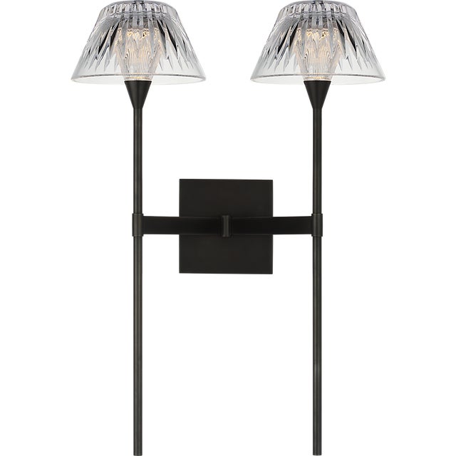 Waterford for Visual Comfort Signature Blaze 19" 2 Light Tail Sconce in Bronze with Clear Crystal For Sale - Image 9 of 13