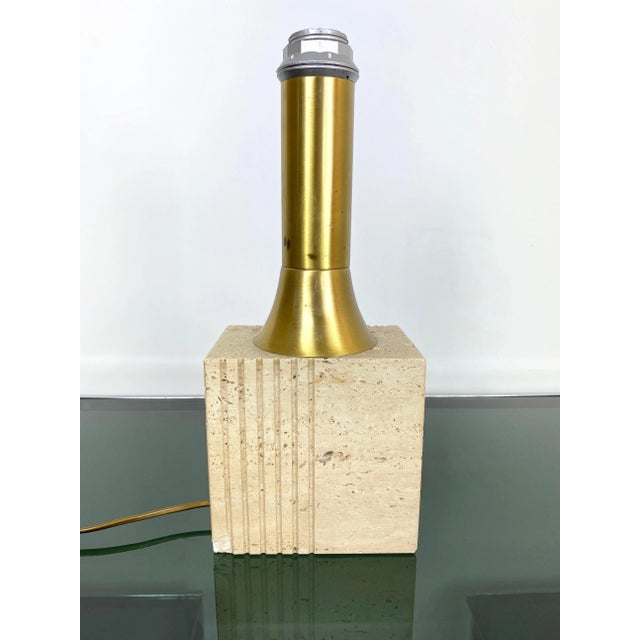 Travertine Base & Brass Table Lamp from Fratelli Mannelli, Italy, 1970s For Sale - Image 14 of 18