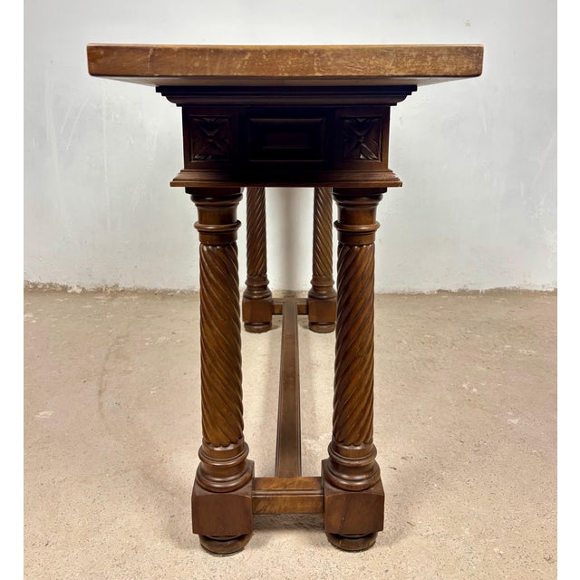 Spanish Walnut Console Table with Barley Twist Legs, 1940s For Sale - Image 12 of 16