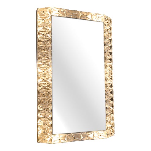 Illuminated Mirror with Decorated Crystal Glass Frame, 1960s For Sale