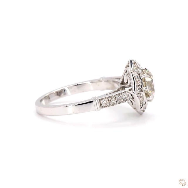 Antique Design 1.07 Carat Old European Cut Diamond Gold Ring, Size 6.5 For Sale - Image 9 of 9