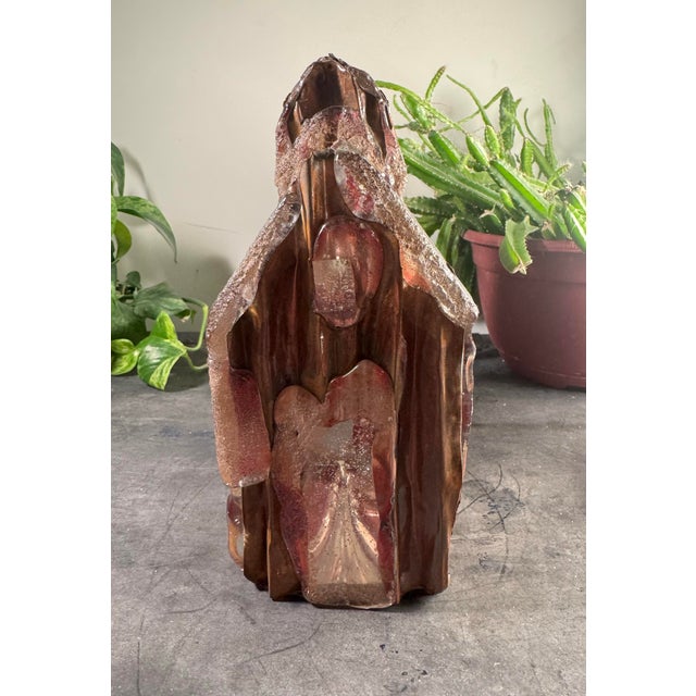 2000 - 2009 2006 Signed Jay L. Tschudy One of a Kind (Ooak) Southwestern Brutalist Metal & Slumped Glass Cabin House Sculpture - 13.6lbs For Sale - Image 5 of 12