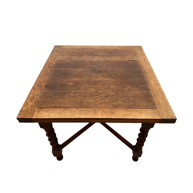 1900 - 1909 Antique Expanding Pub Kitchen Table Barley Twist Legs Quarter Sawed Tiger Oak For Sale - Image 5 of 12